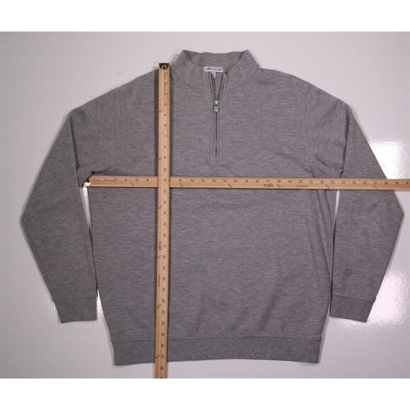 Peter Millar Heather Gray Cotton-Modal 1/4 Zip Pullover Sweater Men's Large - Picture 3 of 6
